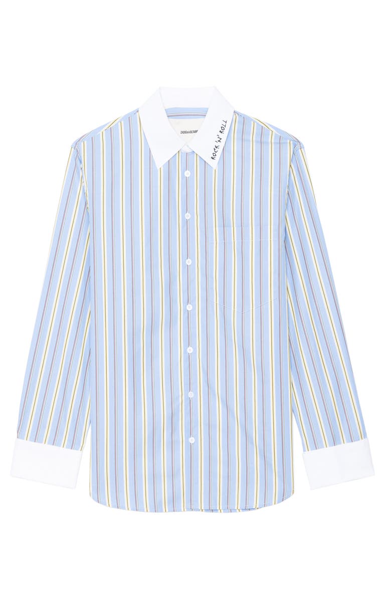 Zadig & Voltaire Morning Stripe Cotton Poplin Button-Up Shirt, Alternate, color, Sixtine