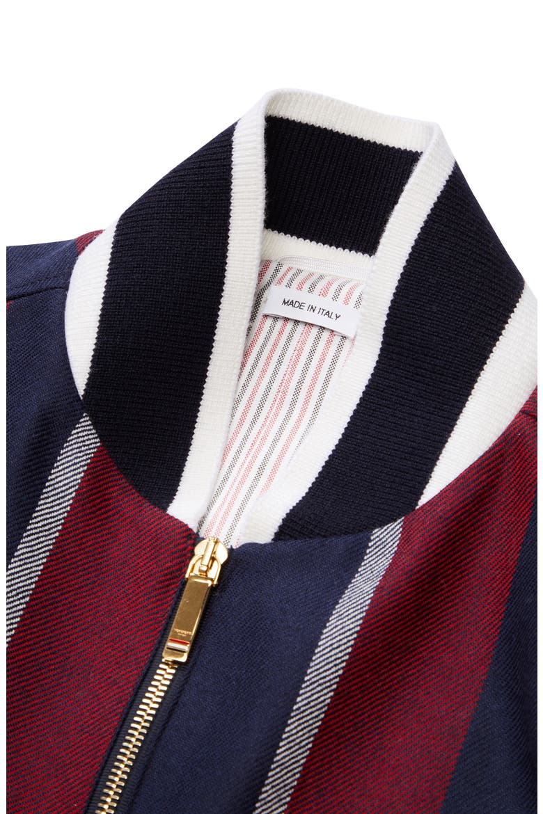 Stripe Wool & Deerskin Leather Bomber Jacket (Nordstrom Exclusive), Alternate, color, Red/White/Blue