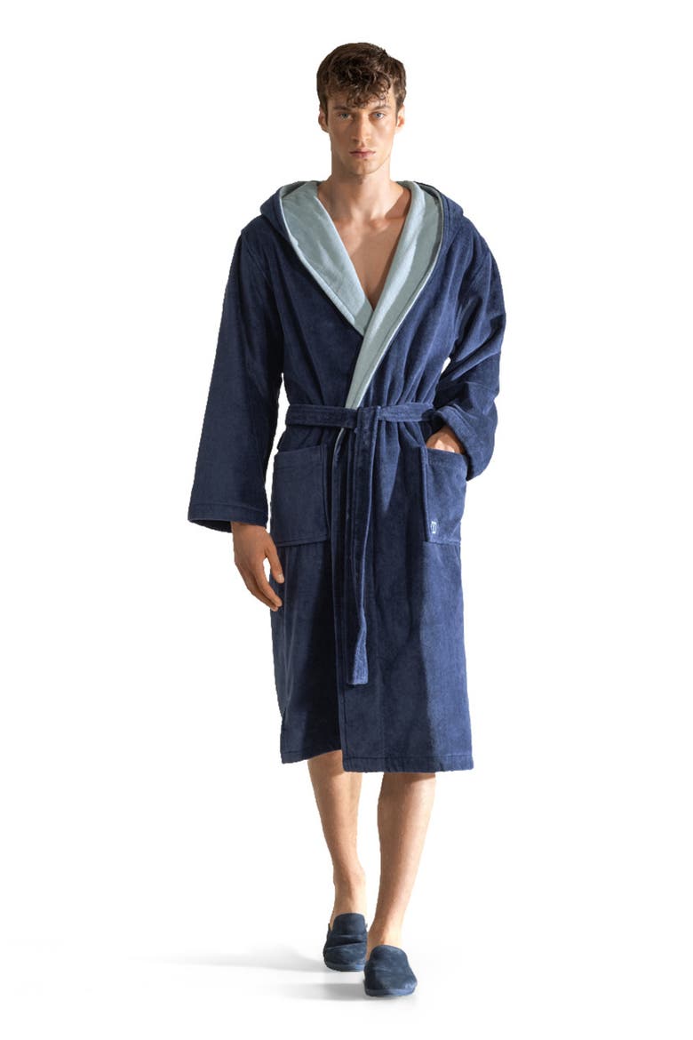 Art Line Men's Bathrobe, Main, color, Blue