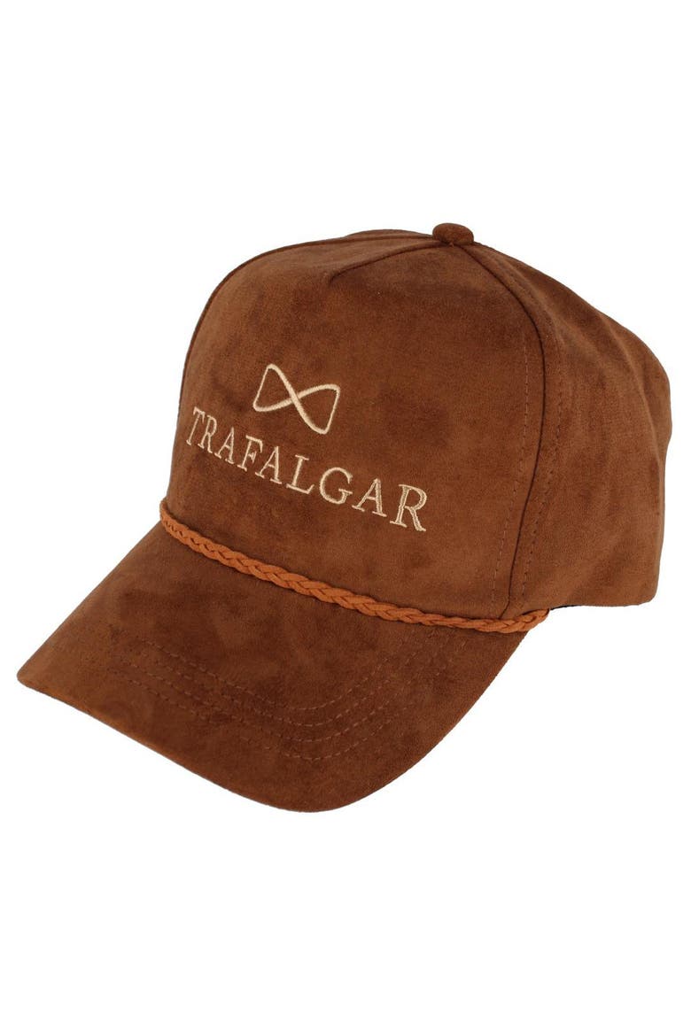 Traflagar's Faux Suede 5 Panel Cap with Braided Rope, Alternate, color, Cognac