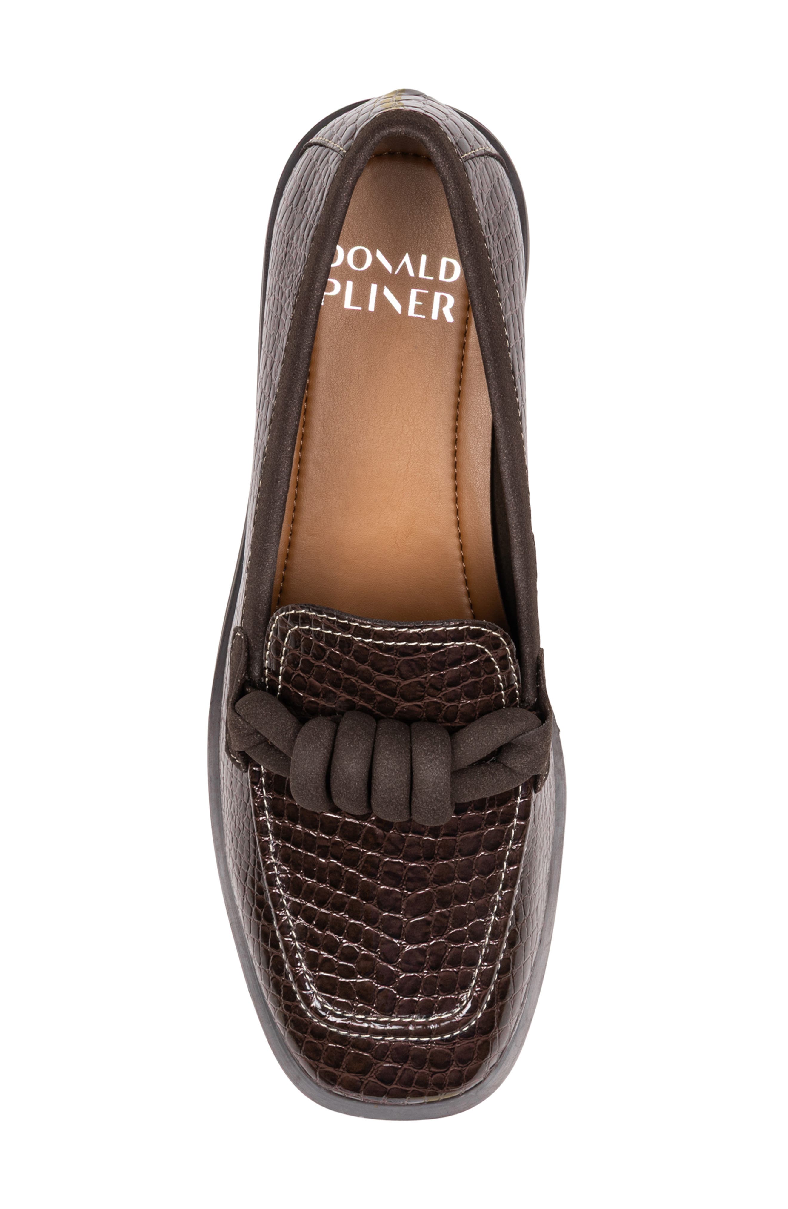 Shaya Faux Leather Croc Embossed Loafer, Alternate, color, DARK BROWN