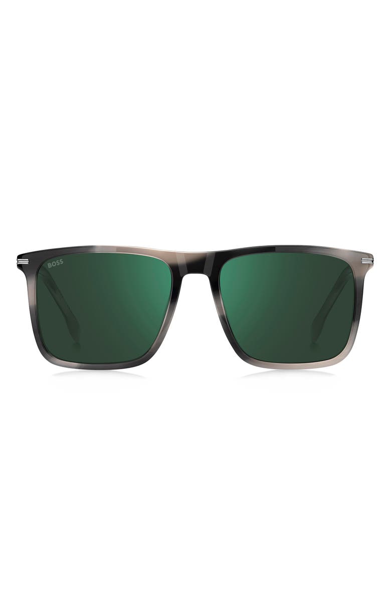 BOSS 56mm Square Sunglasses, Main, color, Grey Horn