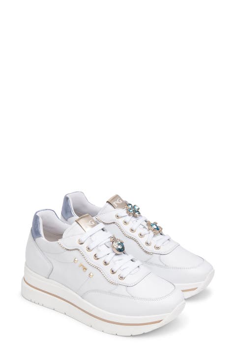 Crystal Embellished Lace-Up Sneaker (Women)
