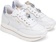 NeroGiardini Crystal Embellished Lace-Up Sneaker