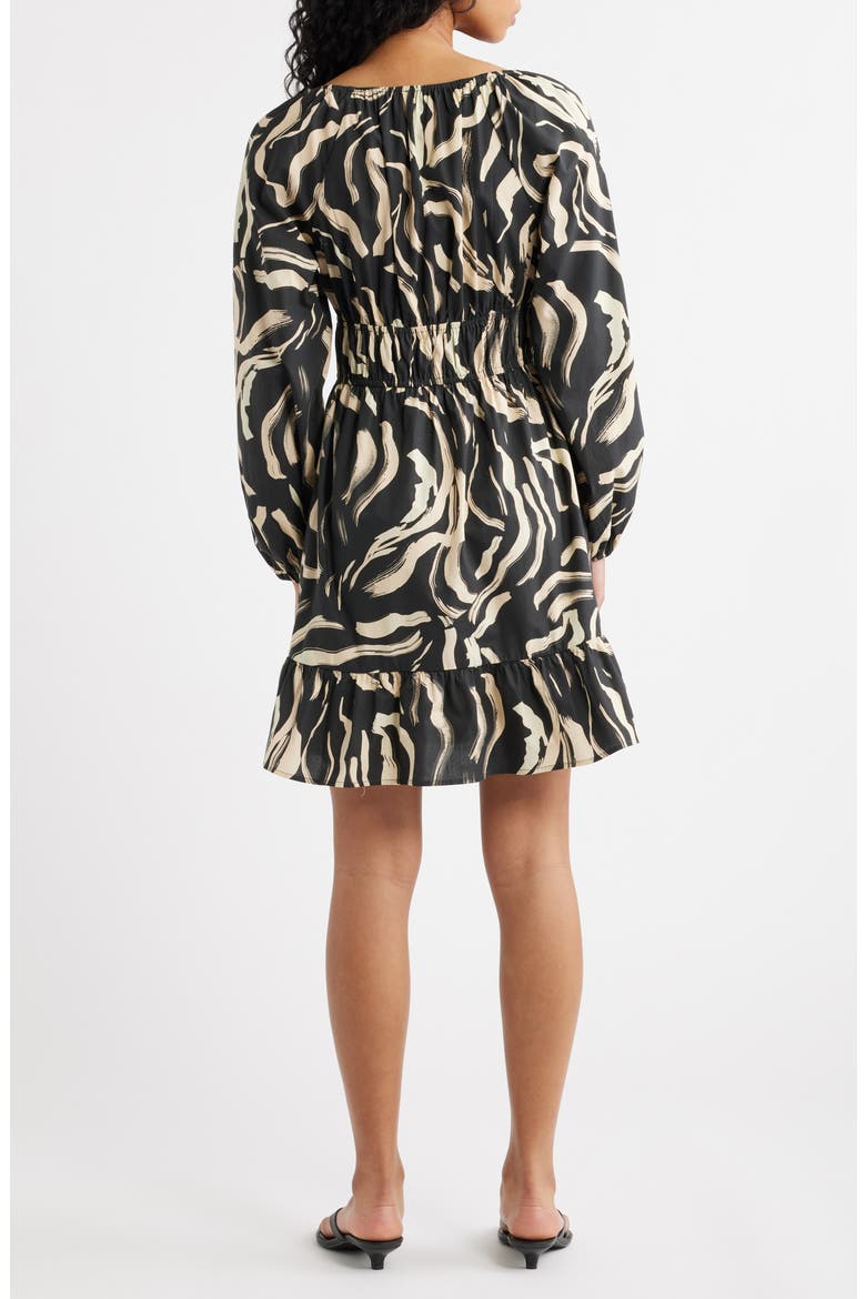 Krina Long Sleeve Brushstroke Print Dress, Alternate, color, CAICOS
