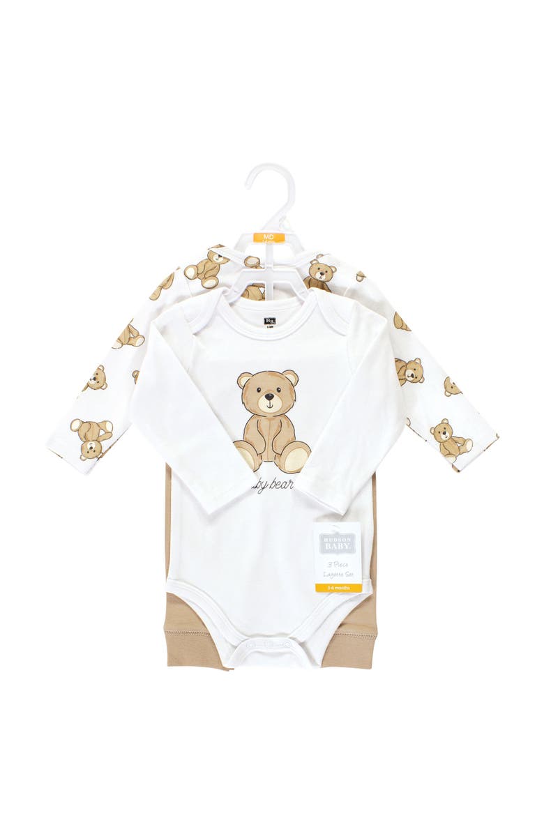 Hudson Baby Cotton Bodysuit and Pant Set, Alternate, color, Teddy Bears