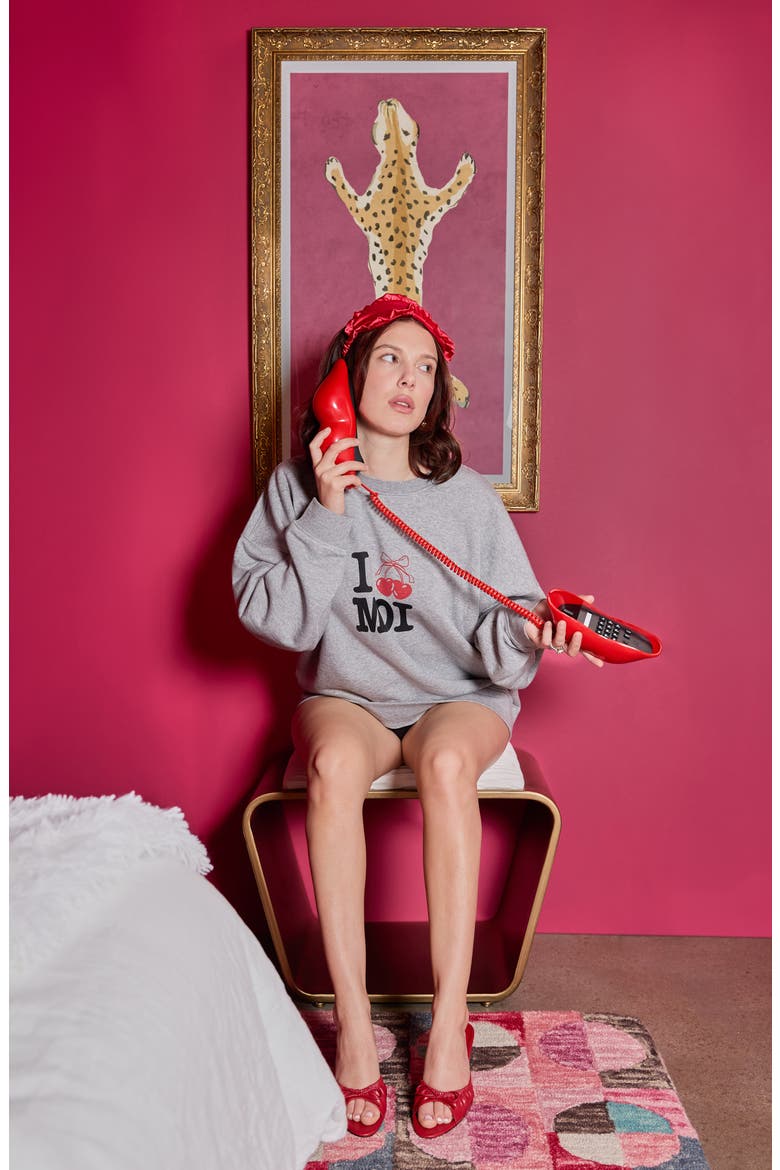 Cozy Crush Graphic Sweatshirt, Alternate, color, HEATHER GREY/ CHERRY