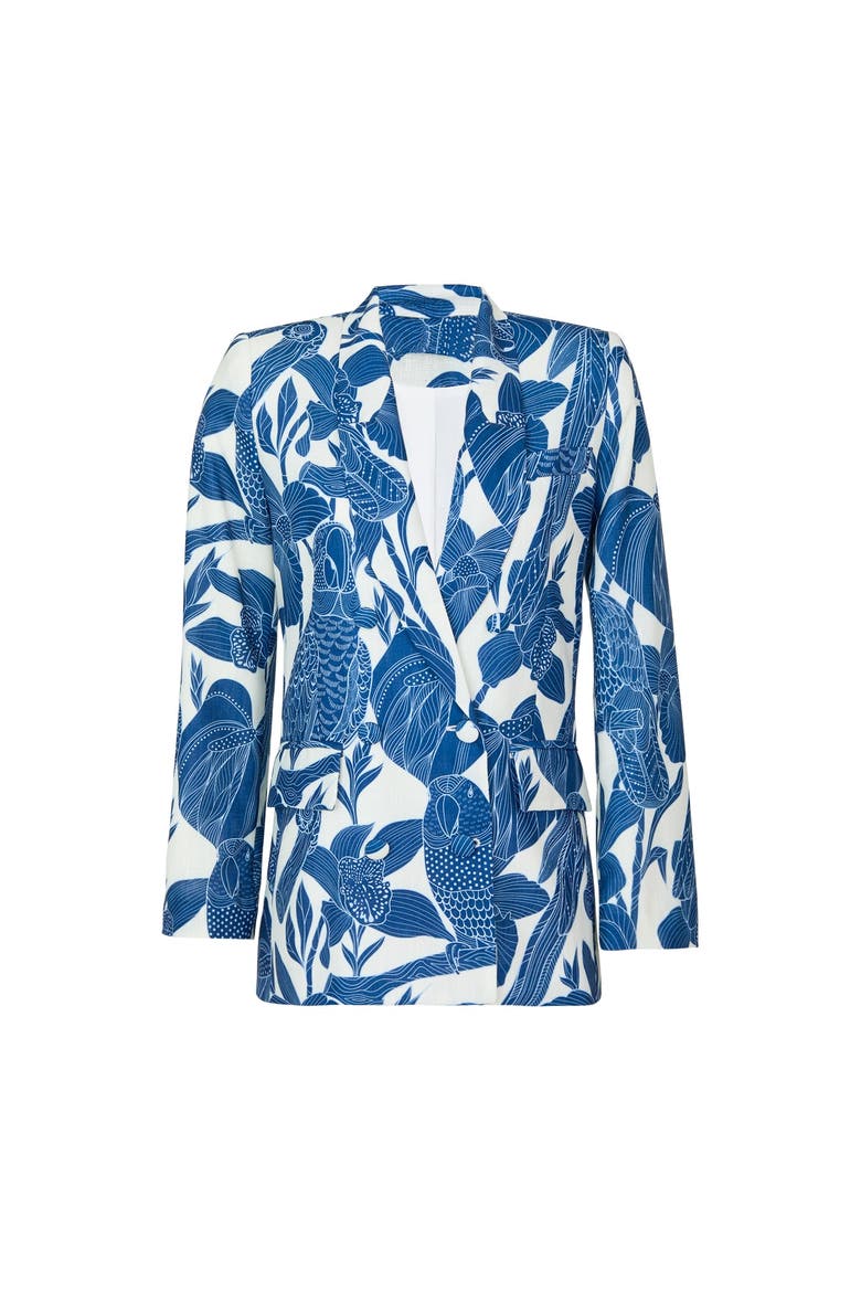 Marcela Tailored Jacket Suit, Main, color, CANARIO BLUE PRINT