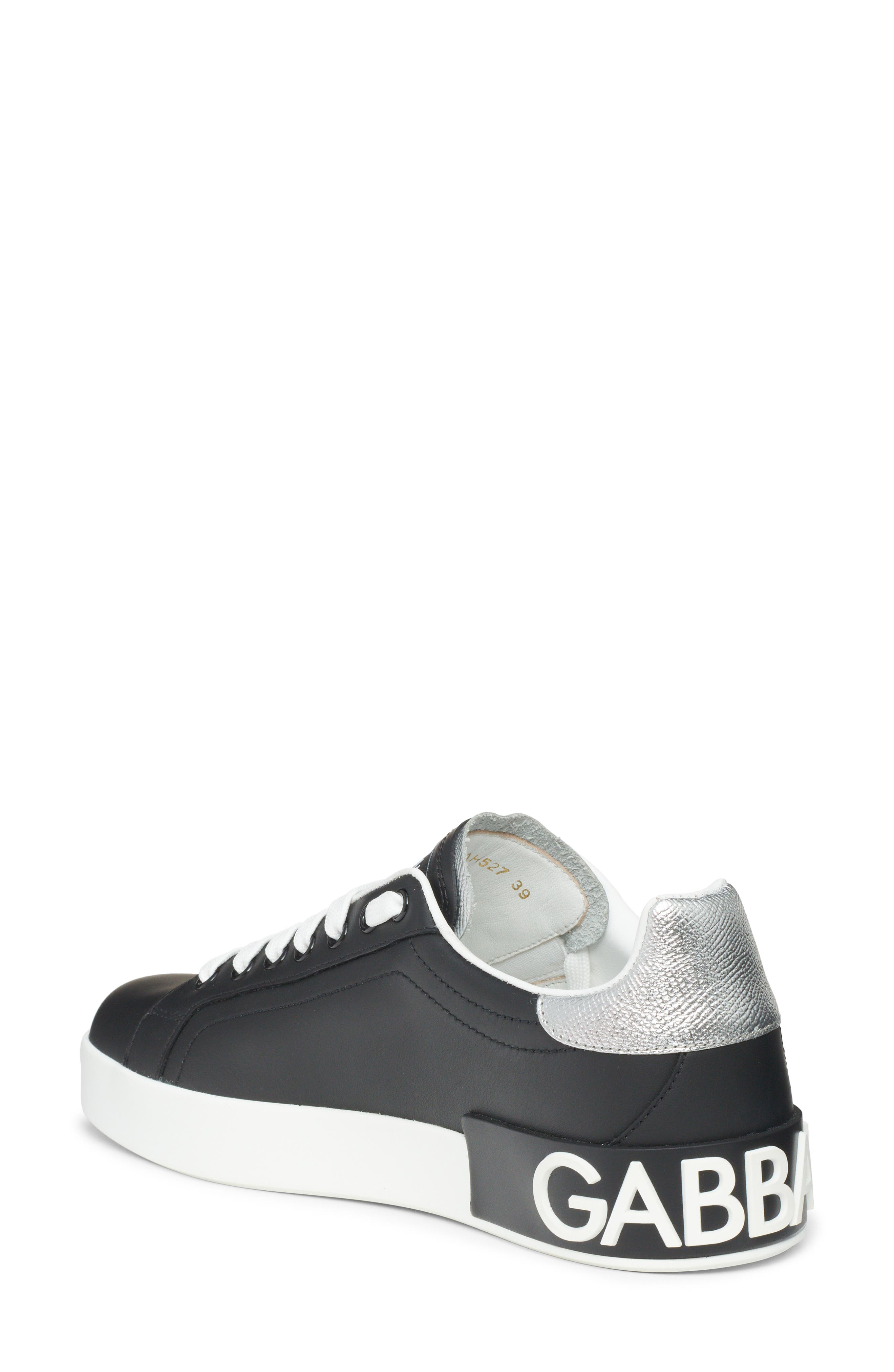 Dolce&Gabbana Portofino Sneaker, Alternate, color, Black/ Silver