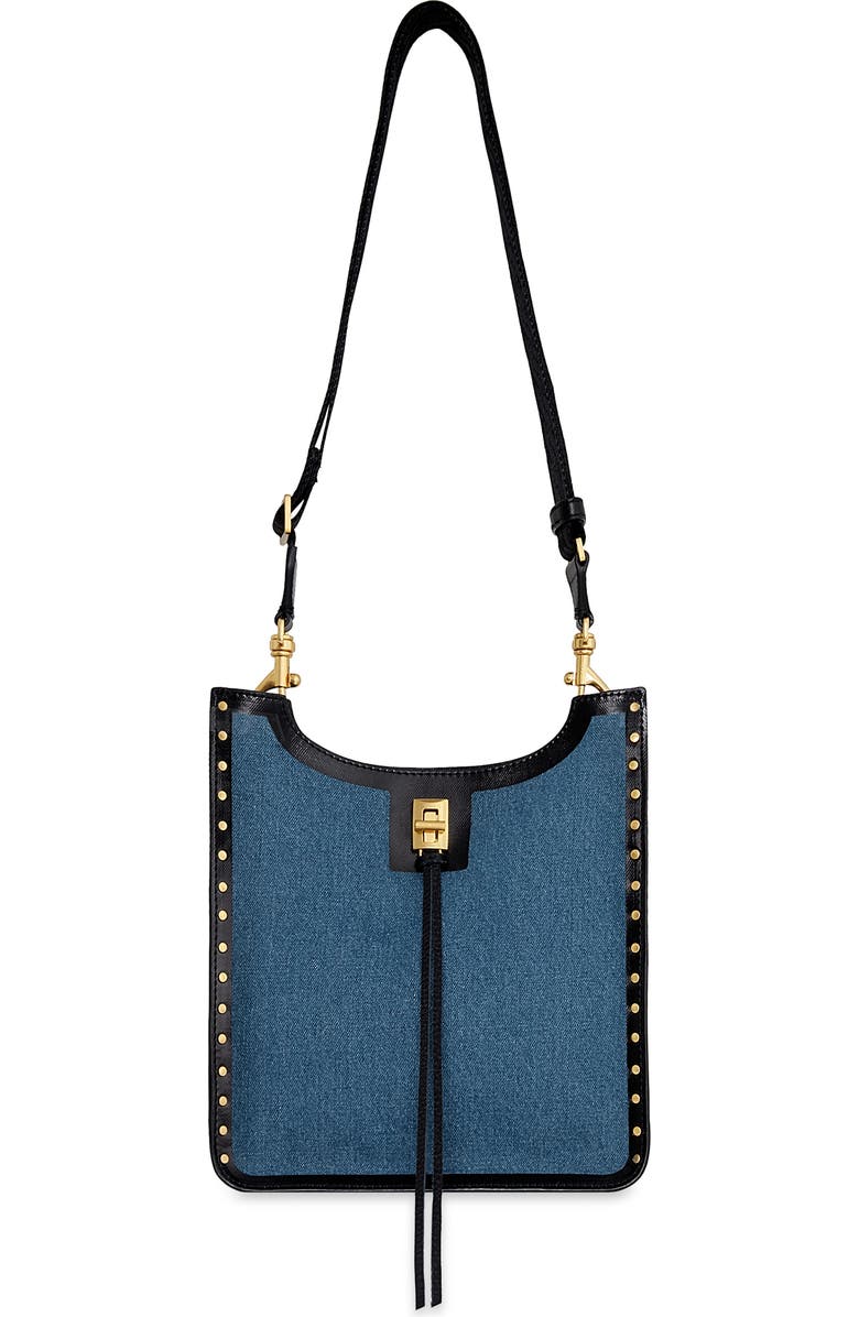 Rebecca Minkoff Medium Darren North/South Denim & Leather Crossbody Bag, Main, color,