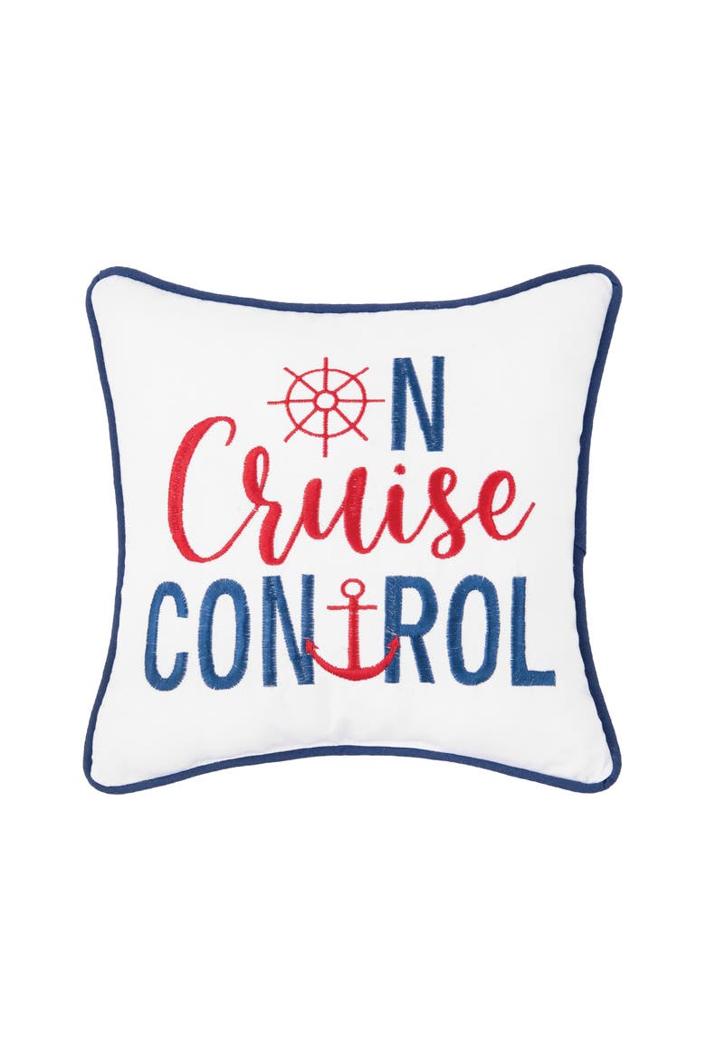 On Cruise Control Embroidered Small Petite Accent Throw Pillow Decor, Main, color, White