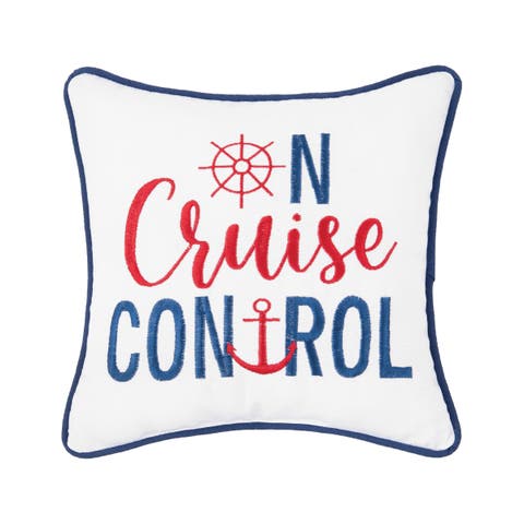 On Cruise Control Embroidered Small Petite Accent Throw Pillow Decor