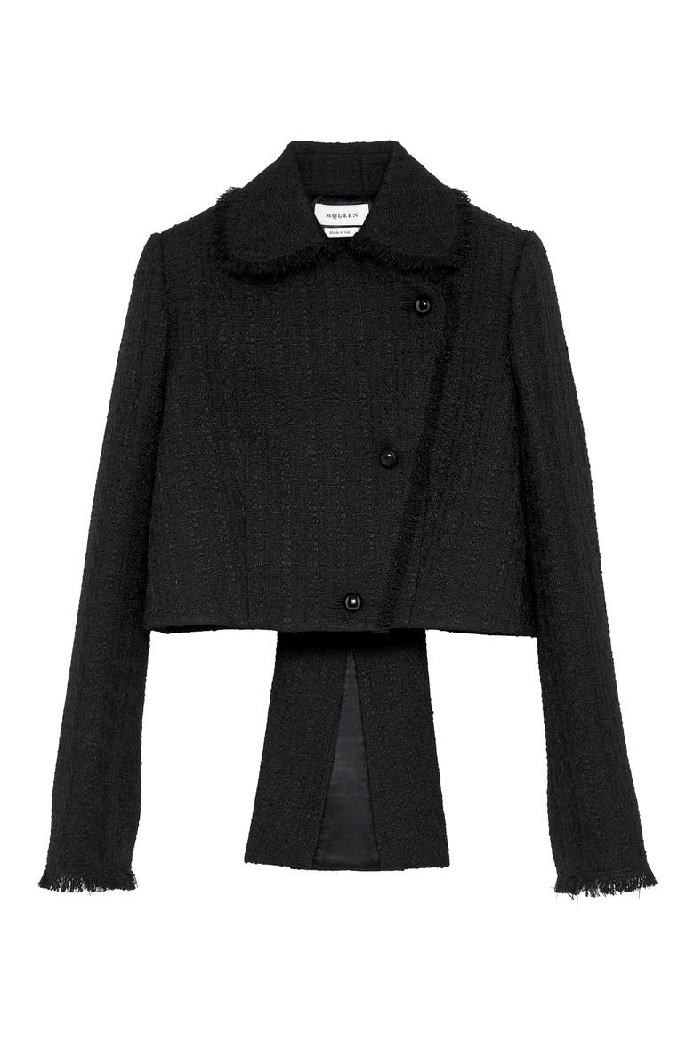 Wool Blend Cropped Jacket, Alternate, color, BLACK