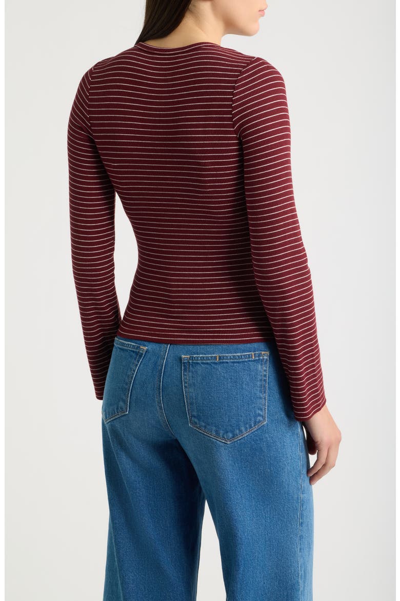 Stripe Rib Top, Alternate, color, BORDEAUX