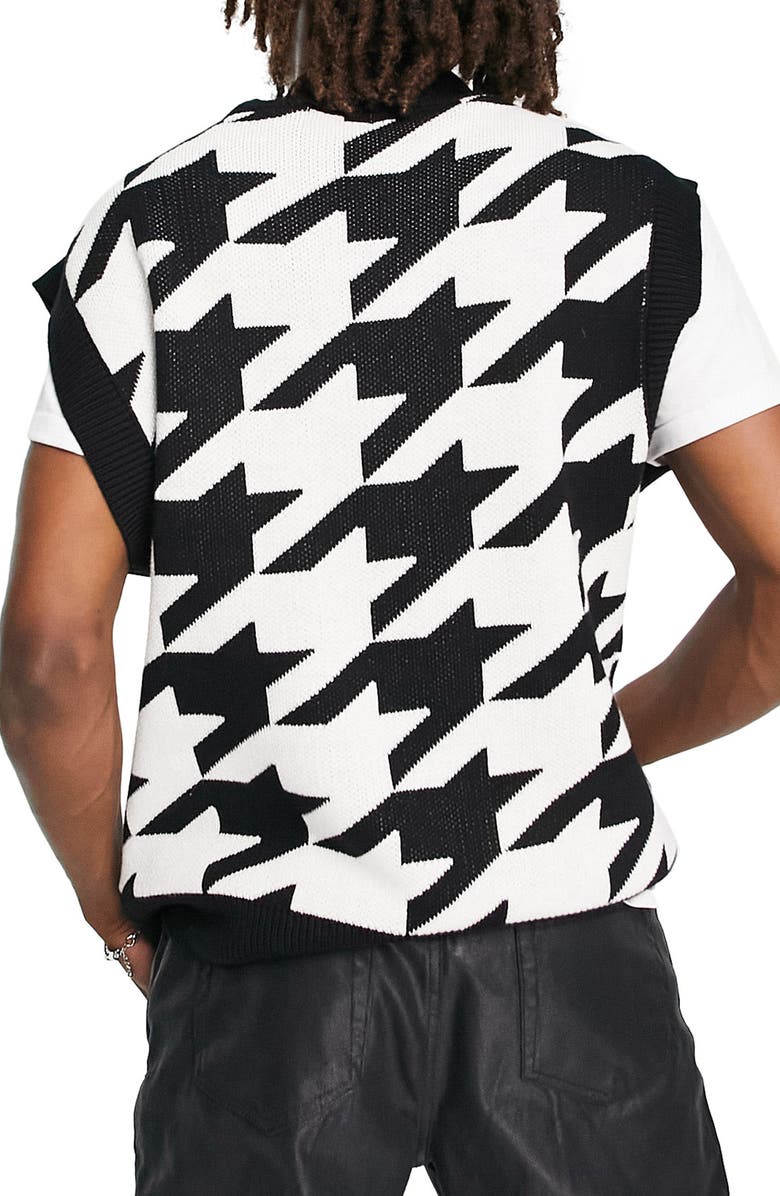 Topman Houndstooth Knit Vest, Alternate, color, 