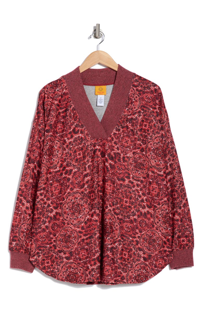 RUBY RD Mandala Long Sleeve Hacci Top, Alternate, color,