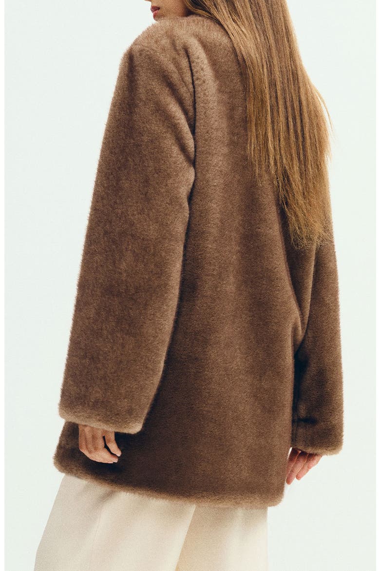 Devin Faux Fur Coat, Alternate, color, TAUPE