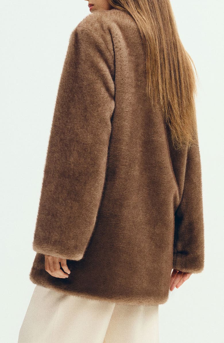 Reformation Devin Faux Fur Coat, Alternate, color, Taupe