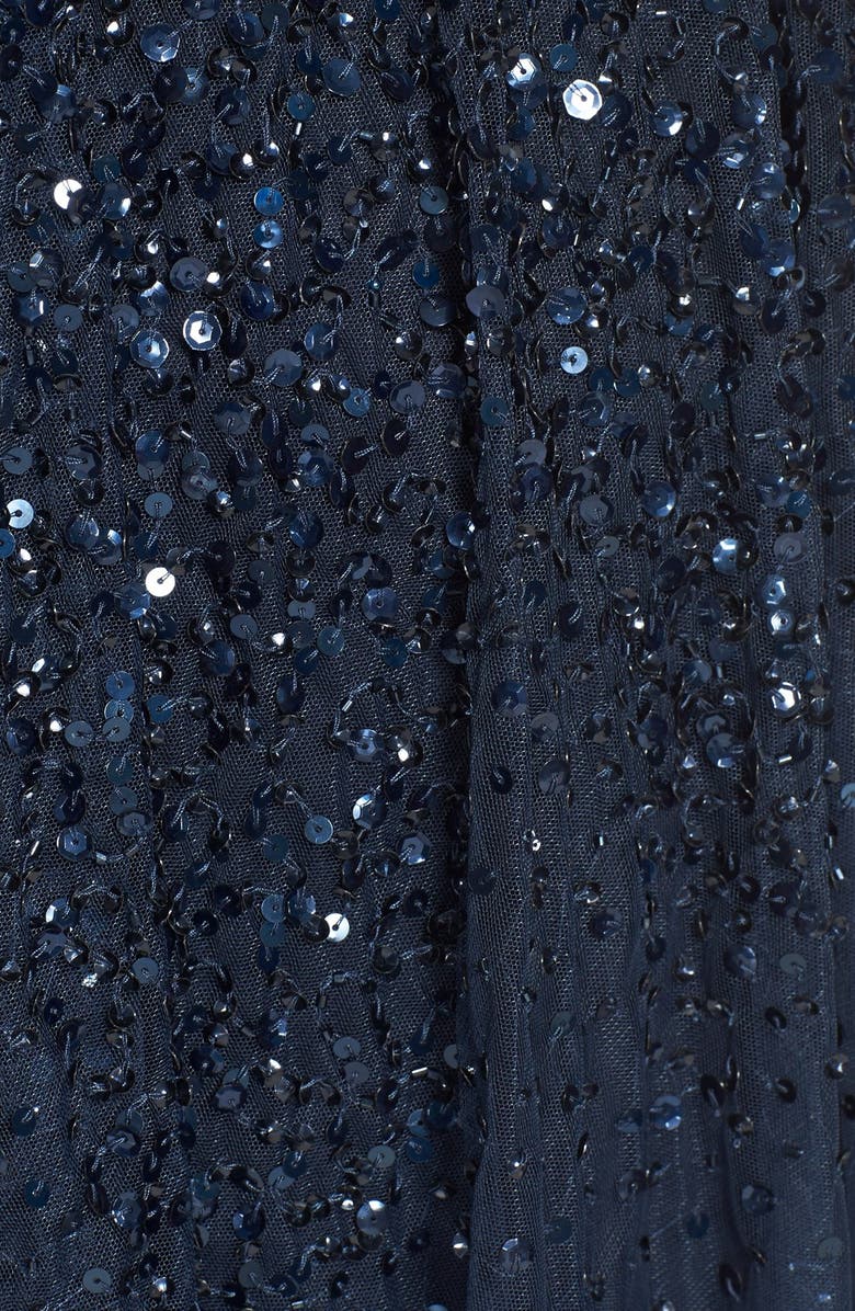 Adrianna Papell Beaded Mesh V-Neck Gown, Alternate, color,