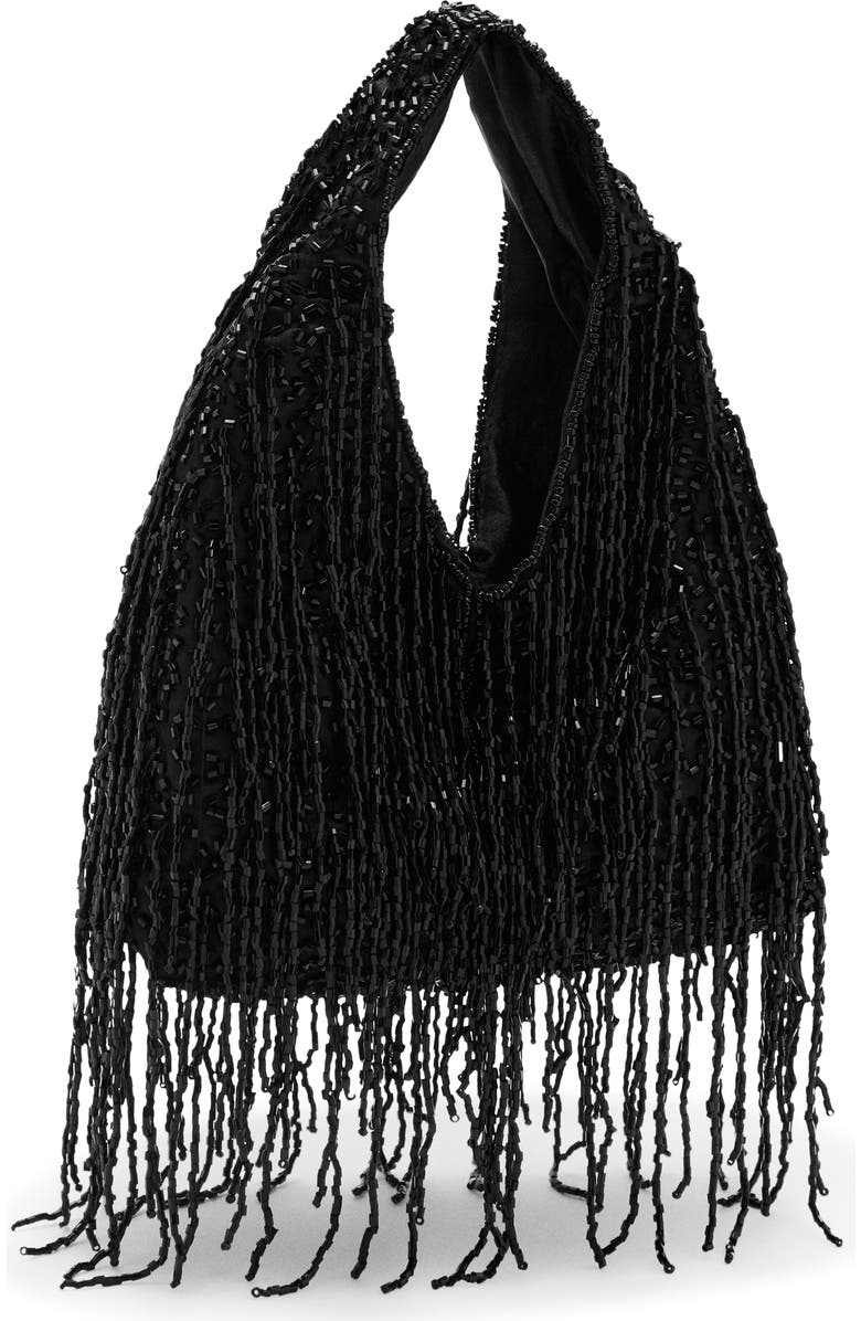 MANGO Fringed Handbag, Alternate, color, Black