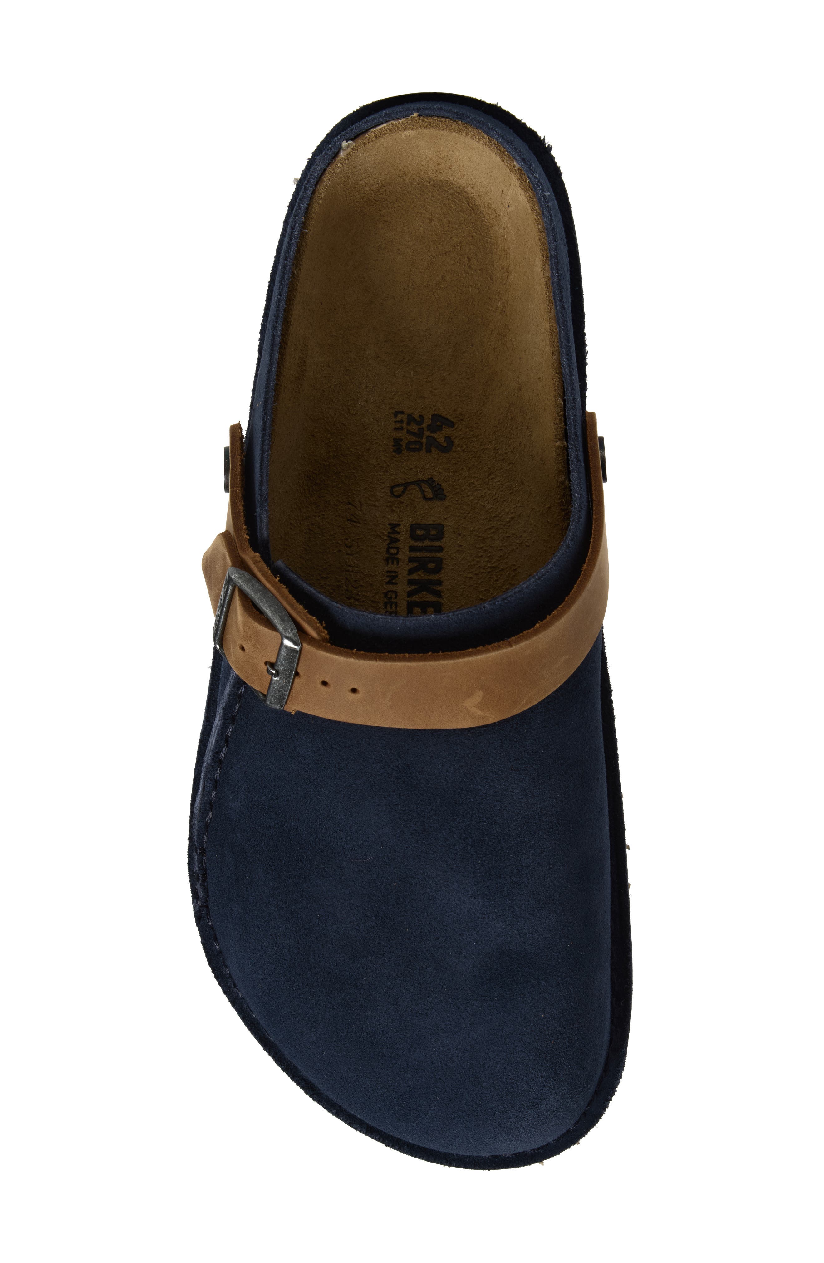 Lutry 365 Leather Clog, Alternate, color, NAVY/ COGNAC