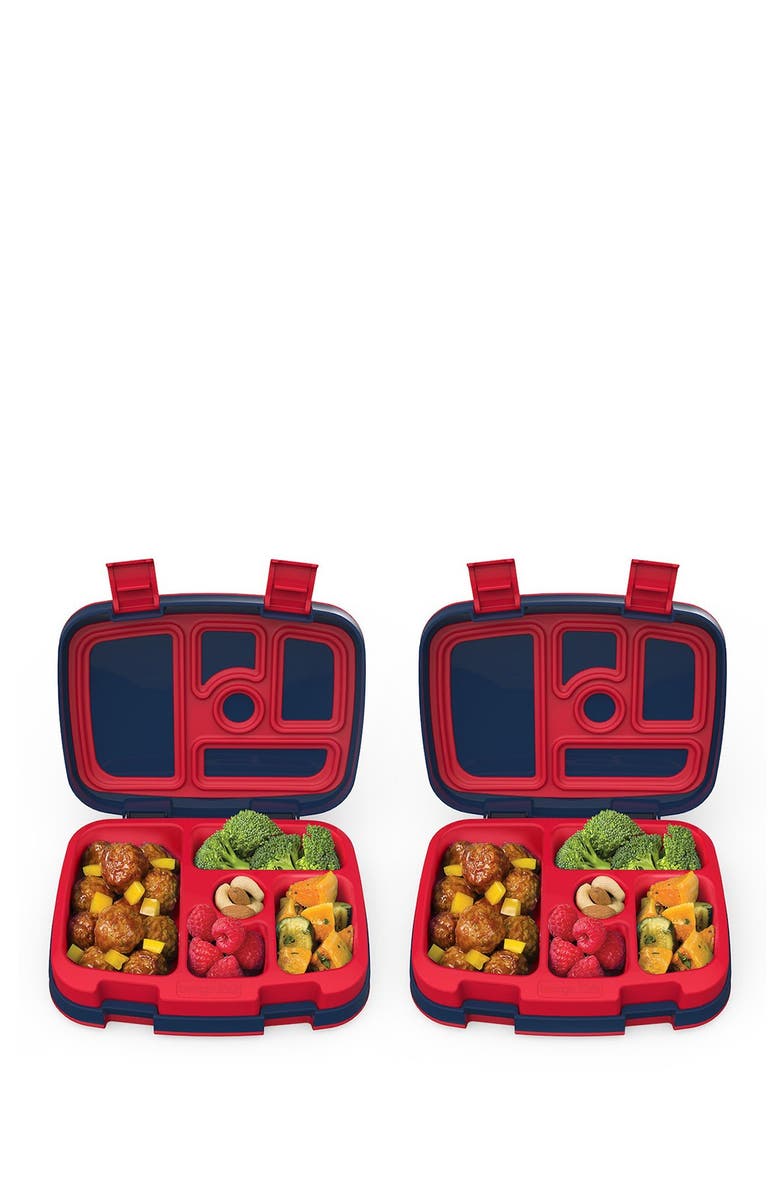 BENTGO 2-Pack of Kids Prints Leak-Proof 5-Compartment Bento-Style Lunch Box -Rocket, Alternate, color,