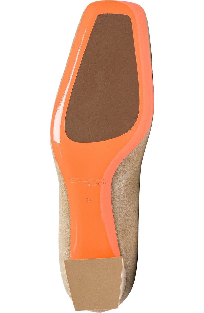 Santoni Women's suede low-heel pump, Alternate, color, Beige