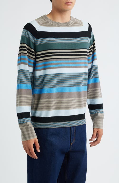 Paul Smith London Stripe Merino Wool Crewneck Sweater In Brown