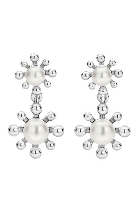 Luna Fleur Cultured Pearl Drop Earrings