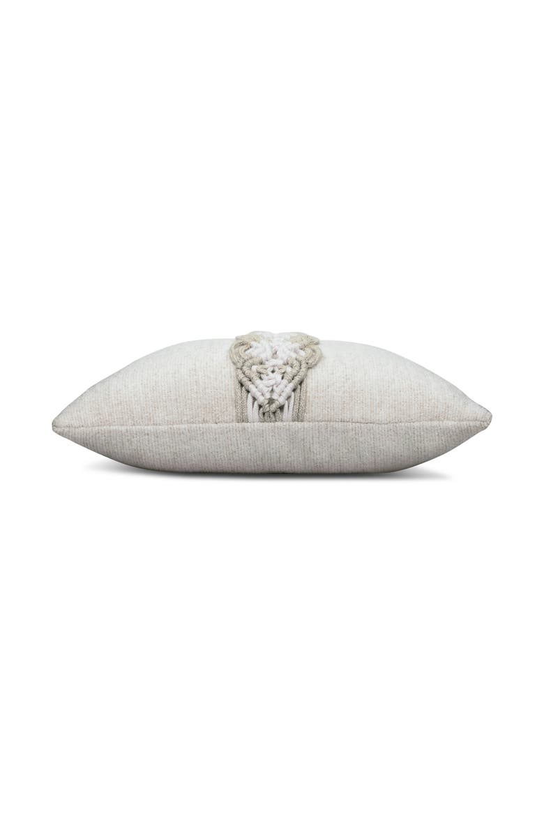 Distinct Oyster Hand Macrame & Chenille Indoor & Outdoor Woven Accent Pillow, Alternate, color, Oyster