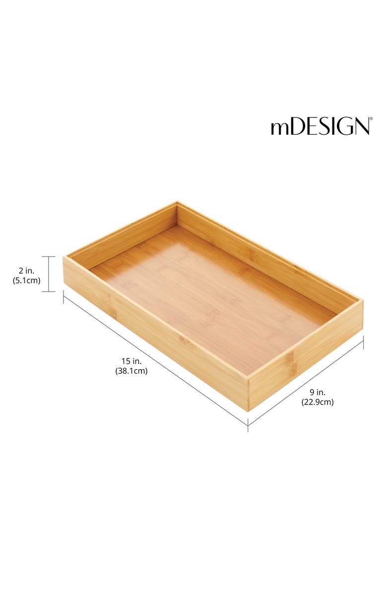 mDesign Stackable 15" Long Wooden - Drawer Organizer - 2 Pack, Natural Wood, Alternate, color, Natural