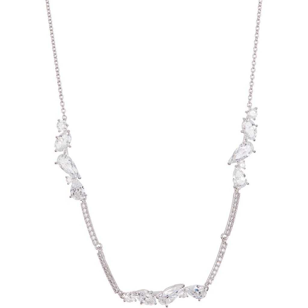 Nadri Posy Short Single Collar Necklace In Rhodium