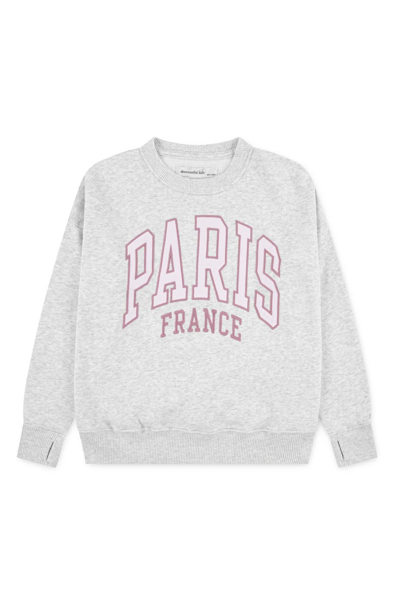 abercrombie kids Kids' I Heart Paris Fleece Graphic Sweatshirt, Main, color, Light Grey Heather