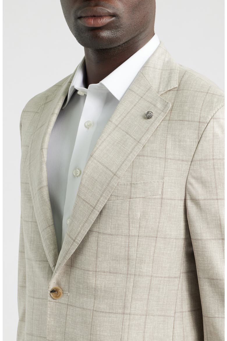 250th Capsule Mason Regular Fit Tan Mélange Windowpane Check Super 150s Wool Suit, Alternate, color, SAND