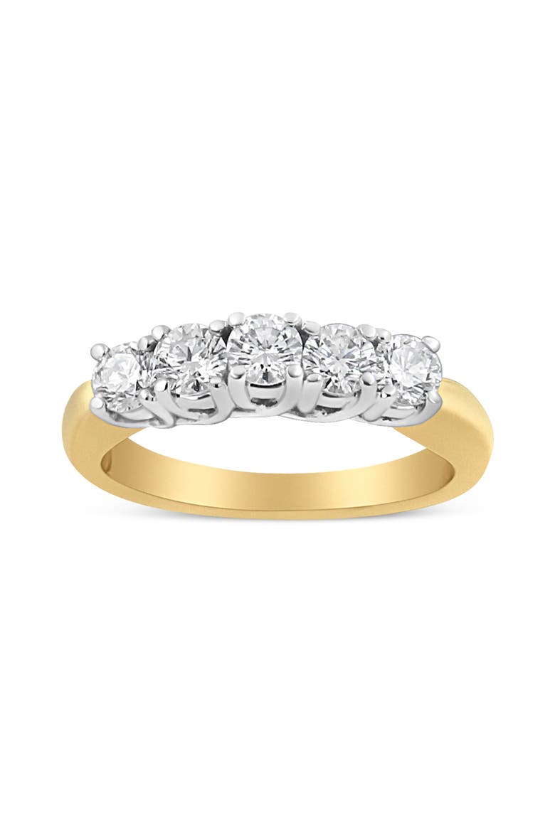 18K Yellow Gold 1.0 Cttw Diamond Step up 5 Stone Ring Band, Main, color, Yellow Gold