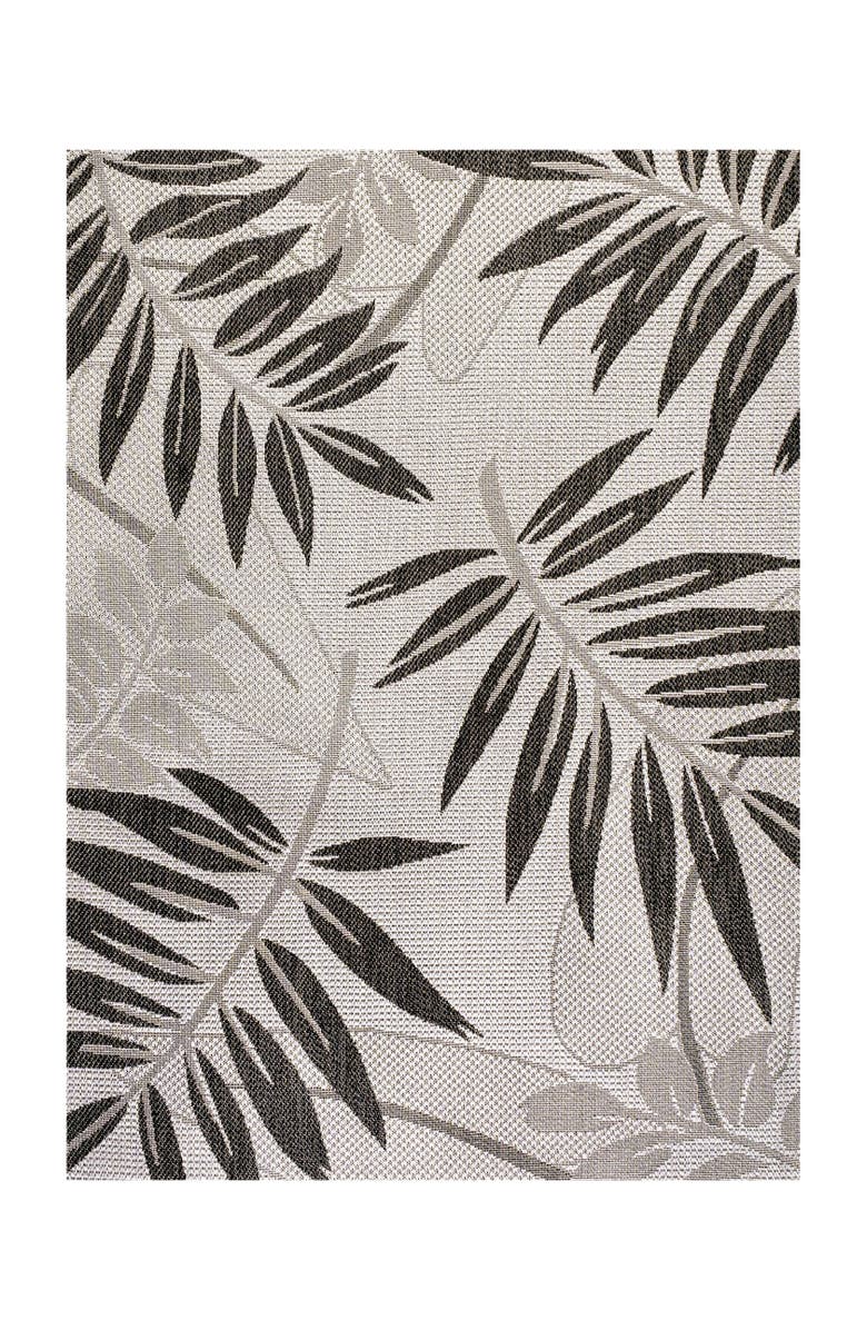 JONATHAN Y Havana Tropical Palm Leaf Indoor/Outdoor Area Rug, Alternate, color, Gray/Black