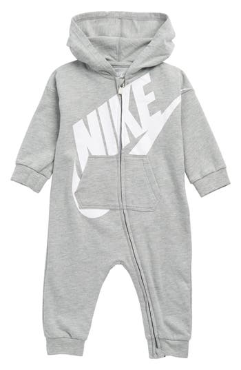 Nike All Day Play Hooded Romper In Gray