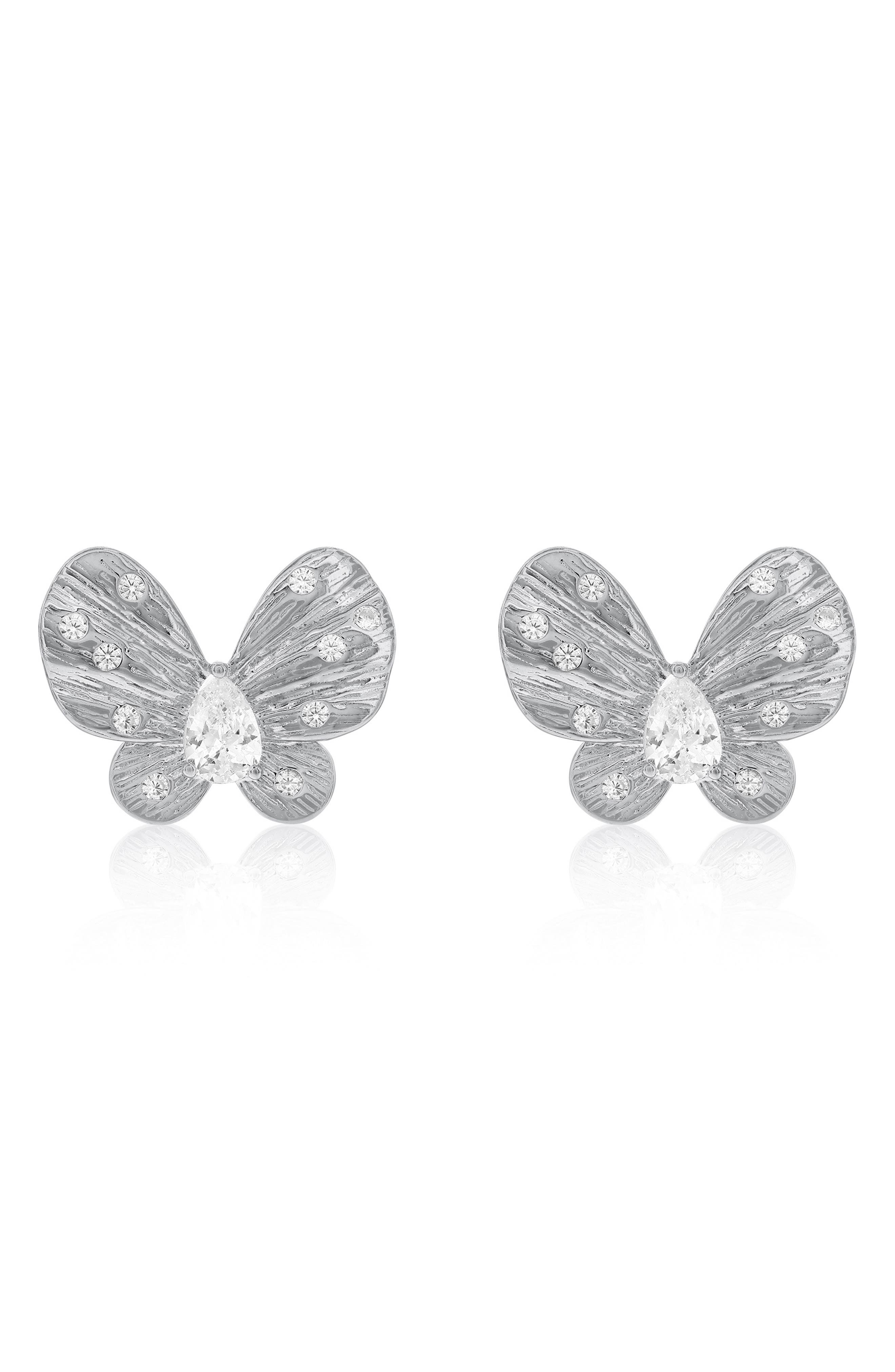 SUZY LEVIAN Cubic Zirconia Butterfly Stud Earrings