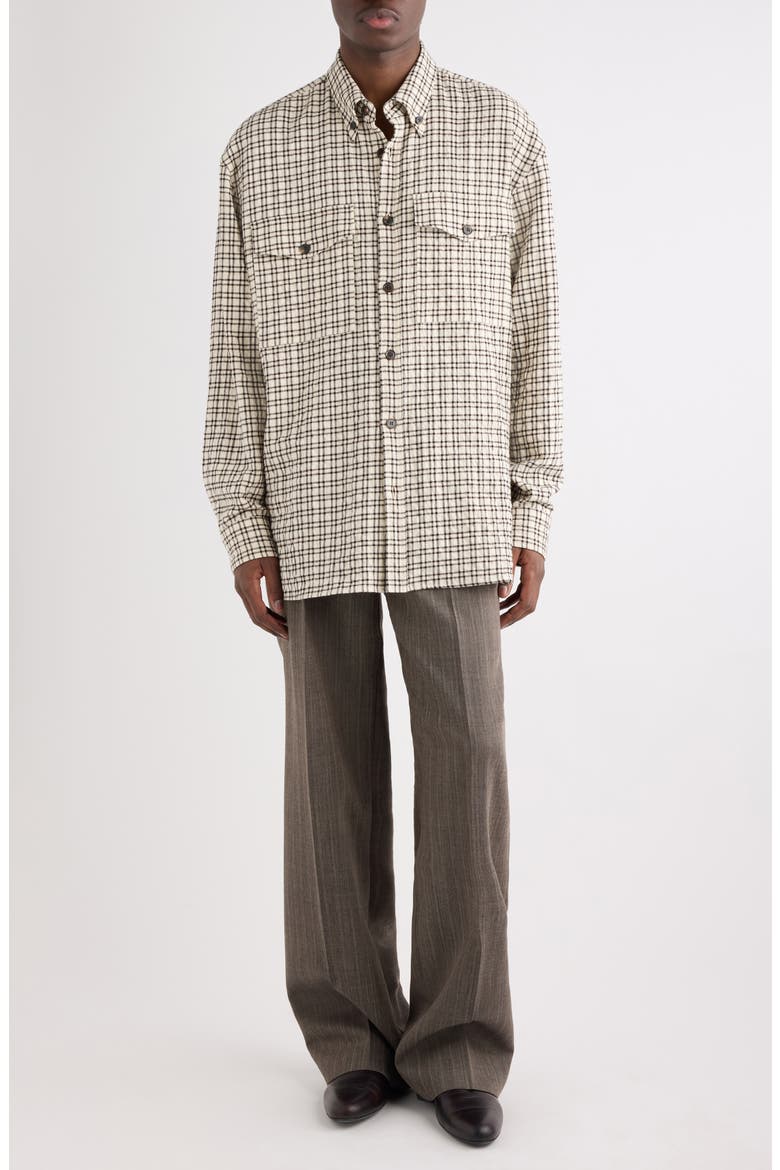 Cromo Check Button-Down Shirt, Alternate, color, ECRU