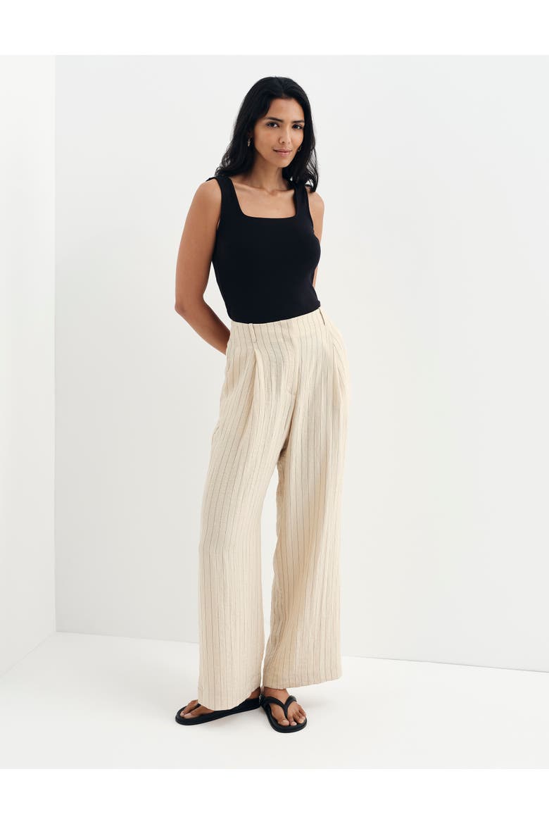 Mara Regular Stripe Wide Leg Trouser, Alternate, color, Beige Stripe