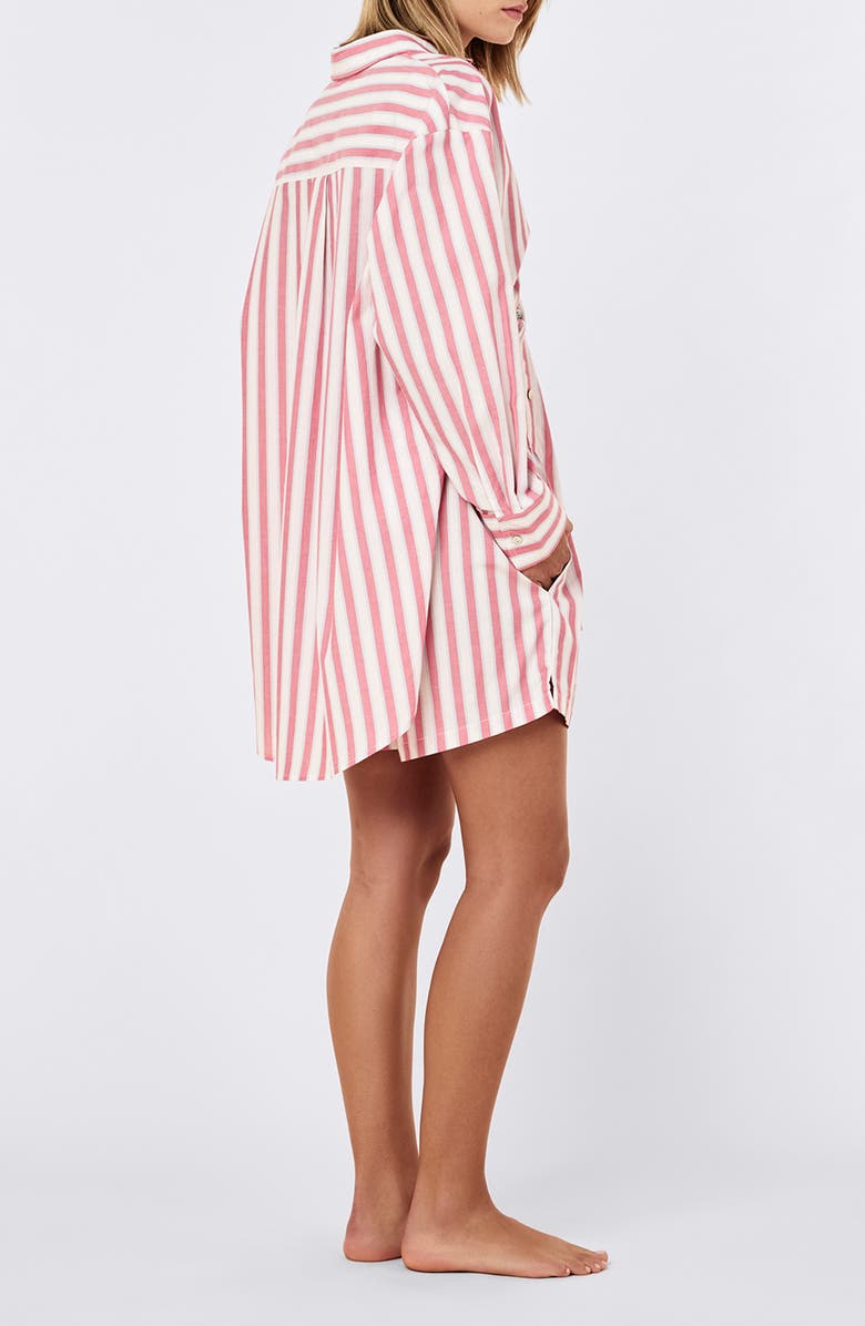Papinelle Stripe Short Pajamas, Alternate, color, Raspberry