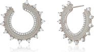 SUZY LEVIAN Cubic Zirconia Milgrain Sunburst Frontal Hoop Earrings