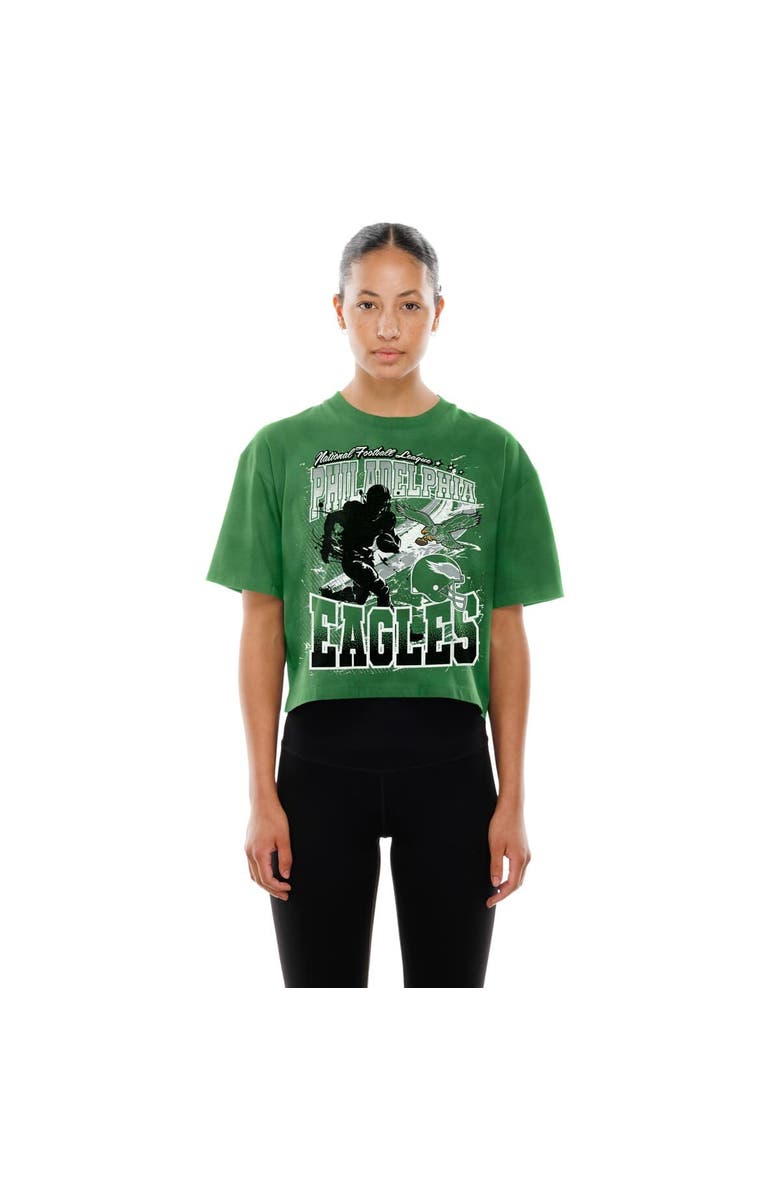 New Era Women's New Era Kelly Green Philadelphia Eagles Cropped Boxy Sport Classics Mineral Wash T-Shirt, Alternate, color, Kelly Green