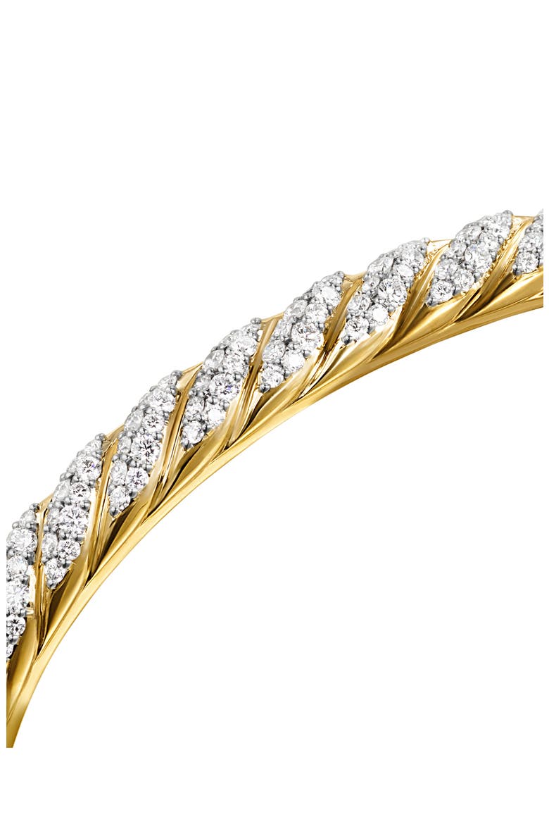 Men's Sculpted Cable Cuff Bracelet in 18K Yellow Gold with Diamonds, 5.5mm, Alternate, color, 18K GOLD - MEDIUM