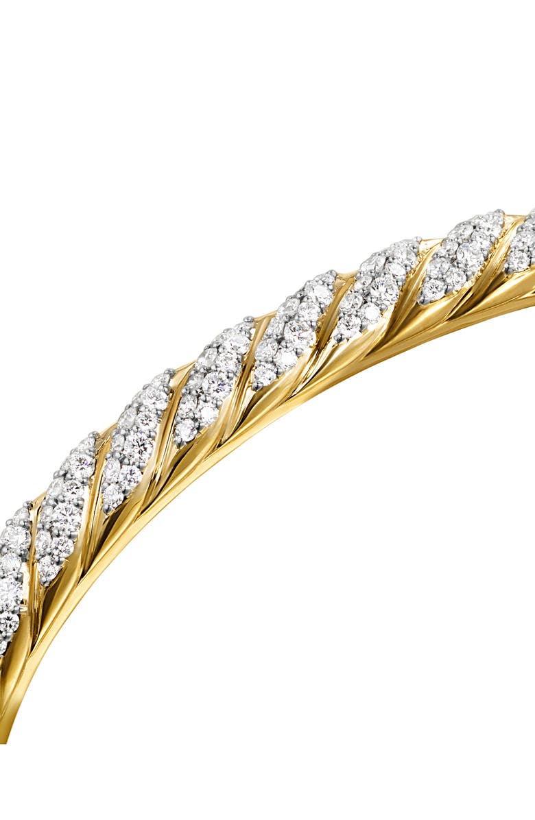 David Yurman Men's Sculpted Cable Cuff Bracelet in 18K Yellow Gold with Diamonds, 5.5mm, Alternate, color, 18K Gold - Medium