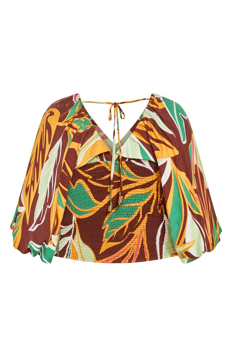 City Chic Petra Print Puff Sleeve Top, Alternate, color, Abstract