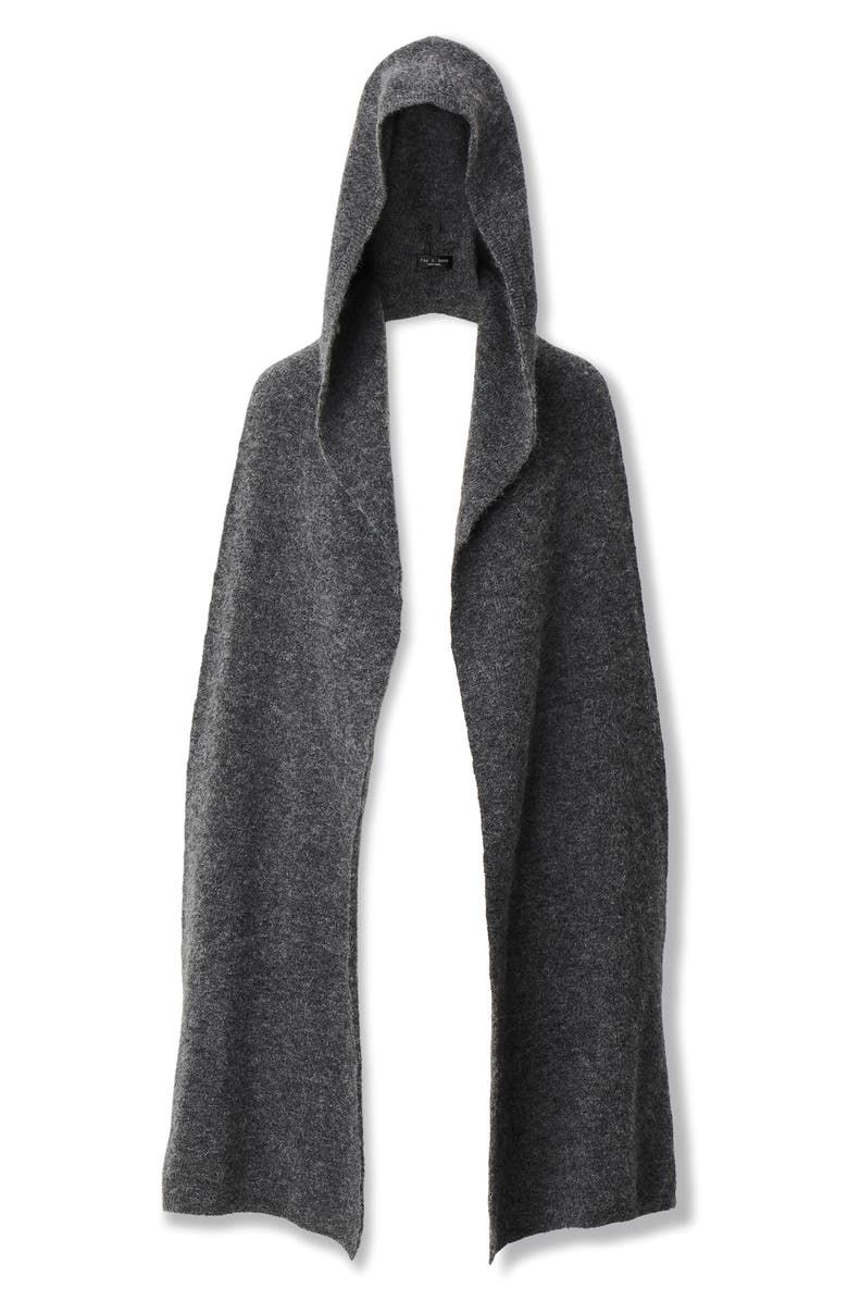 rag & bone Jordyn Hooded Scarf, Alternate, color, Charcoal