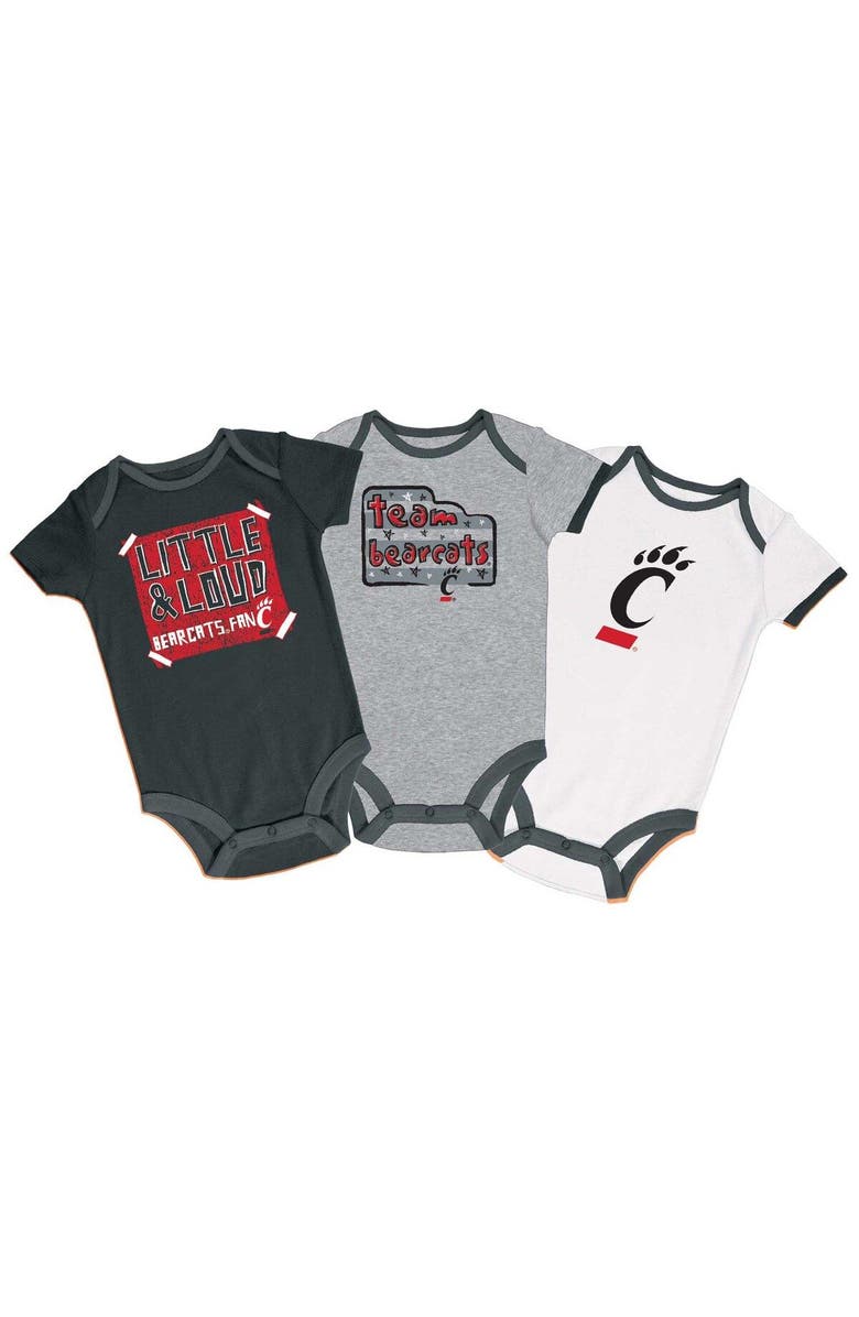 Champion Infant Champion Black/Gray/White Cincinnati Bearcats 3-Pack Bodysuit Set, Main, color, Black