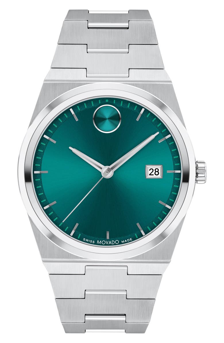 Movado Quest Bracelet Watch, 40mm, Main, color, Green/ Silver