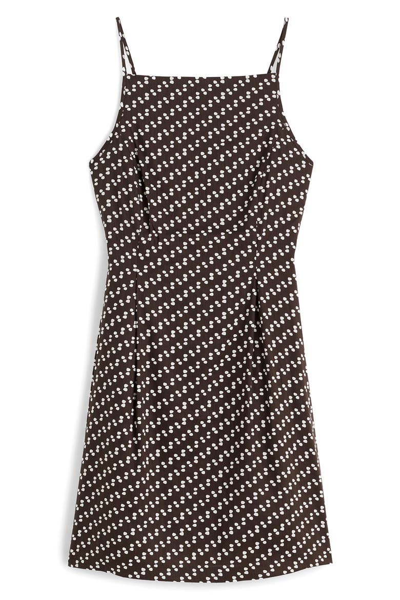 Dot High Neck Linen Blend Minidress, Alternate, color, SOFT CHARCOAL